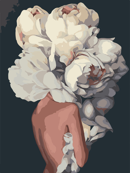 Malen nach Zahlen-Lady Flower White