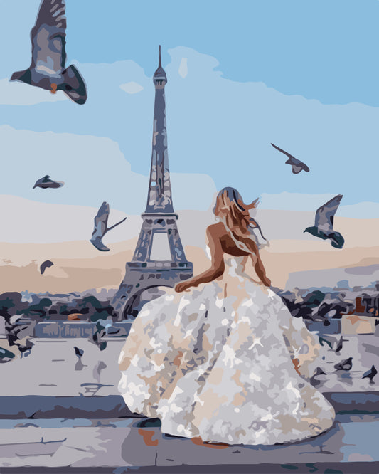Malen nach Zahlen-Paris White Dress